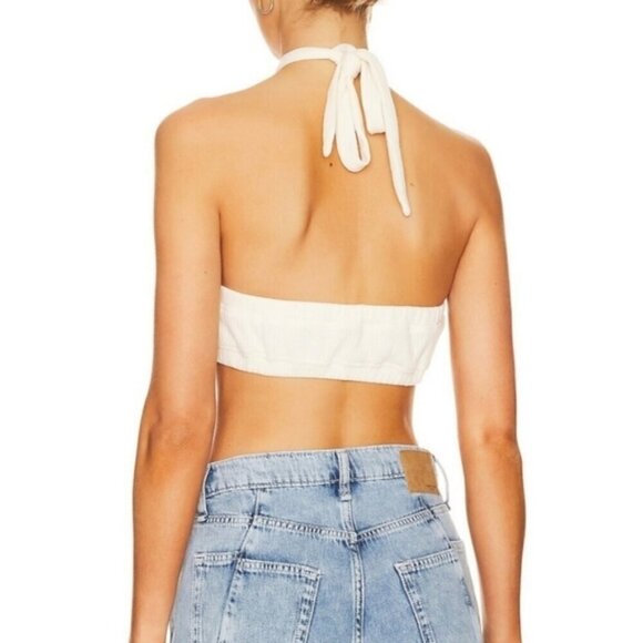 WeWoreWhat Bra Top Women‎ Medium Ivory Revolve Ribbed Stretchy Cropped New - Picture 10 of 10